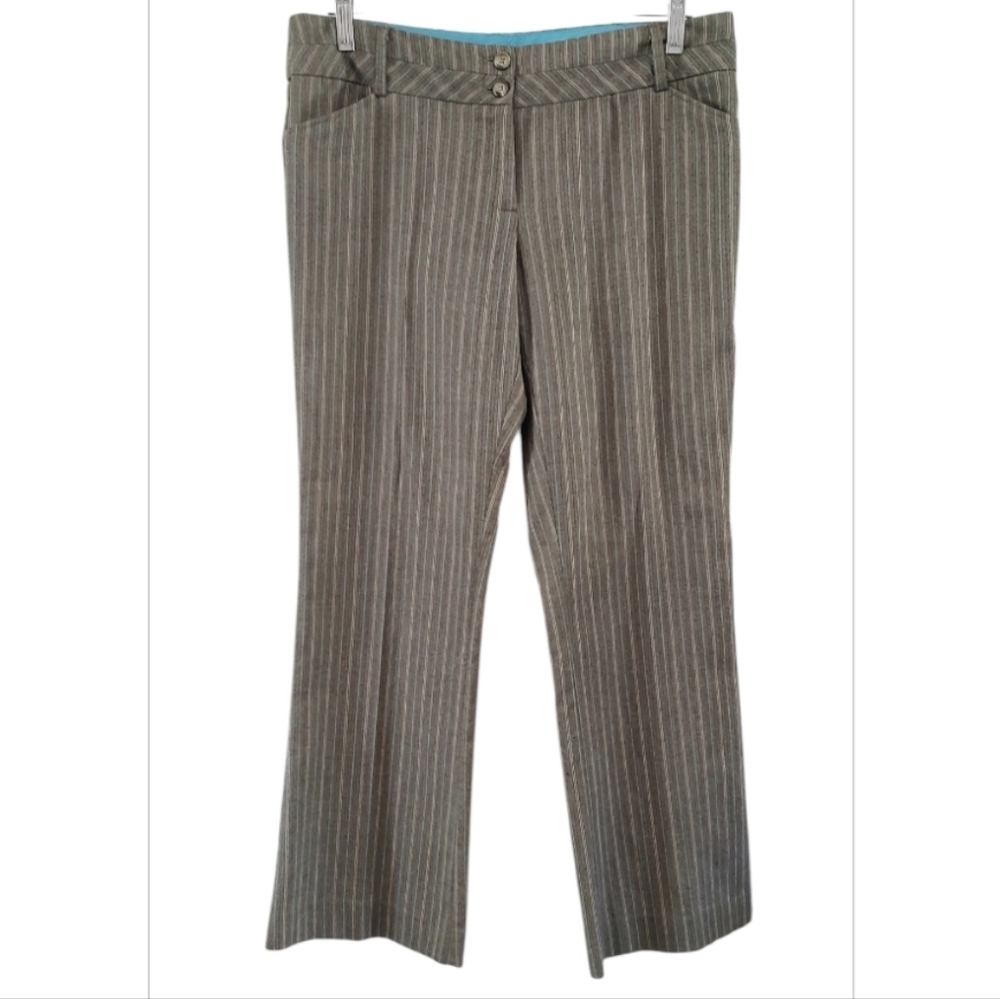 Tracy Evans Brown and Blue Pinstripe Trousers
